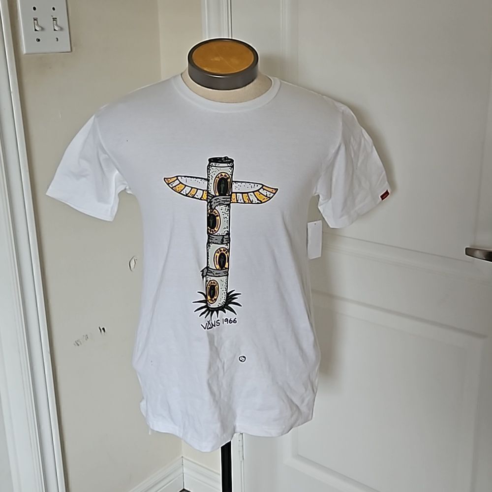 Vans Men's Classic M Wizard Totem 1966 Cotton T-shirts Small White